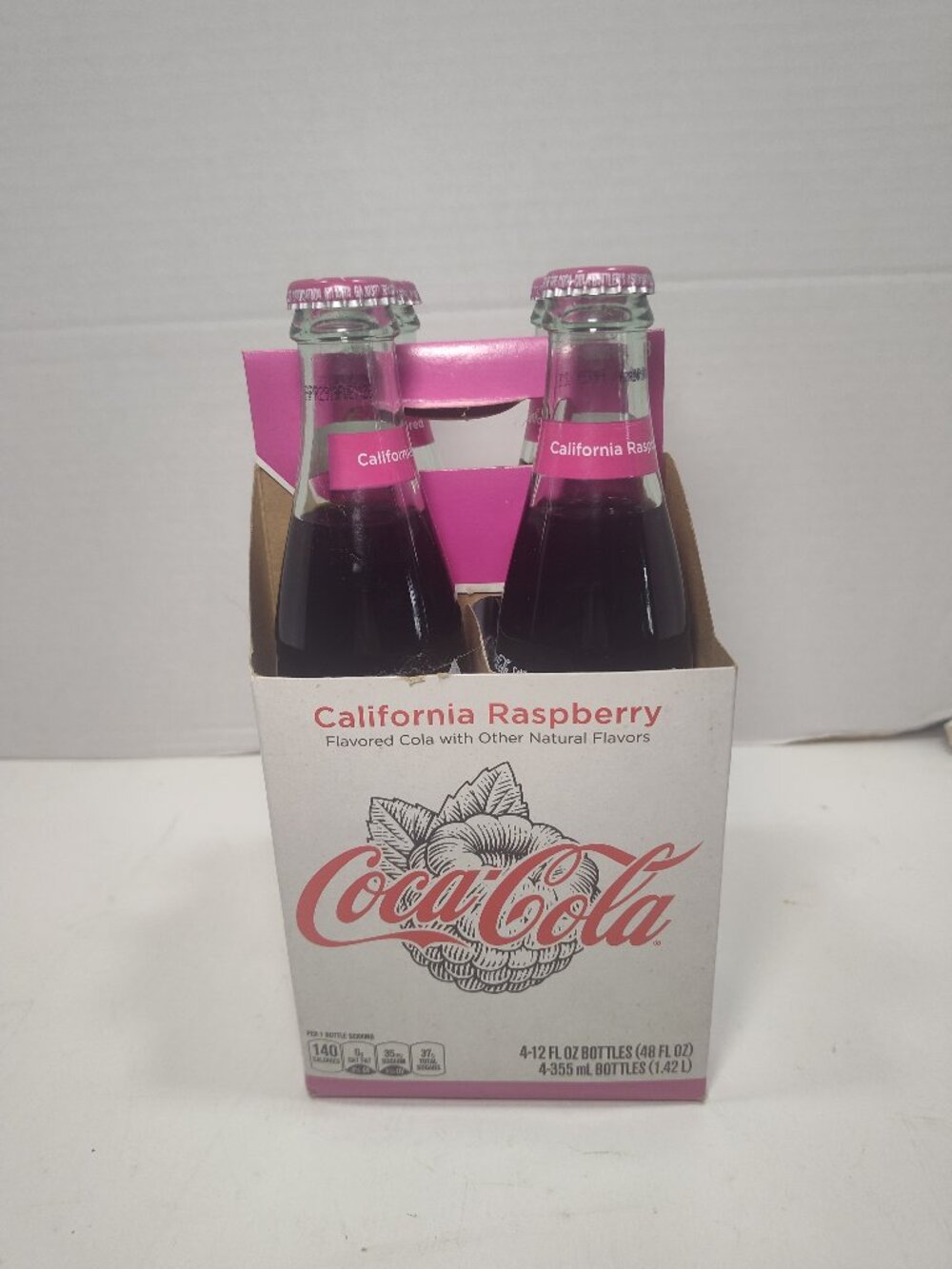 Coca-Cola California Raspberry 4 Bottle Carrier 2018 3 Full 1 Empty Hard to Find
